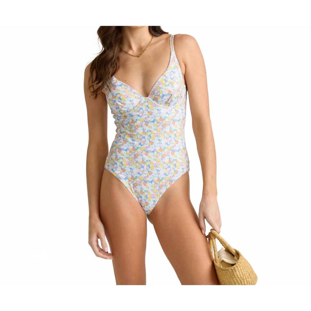 NEW MINNOW v-neck one piece swimsuit in jasmine blossom